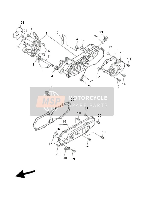 Yamaha EW50N SLIDER 2010 Crankcase for a 2010 Yamaha EW50N SLIDER